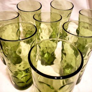 Set of 8 Vintage Hazel Atlas Eldorado Tumblers / Avocado Green